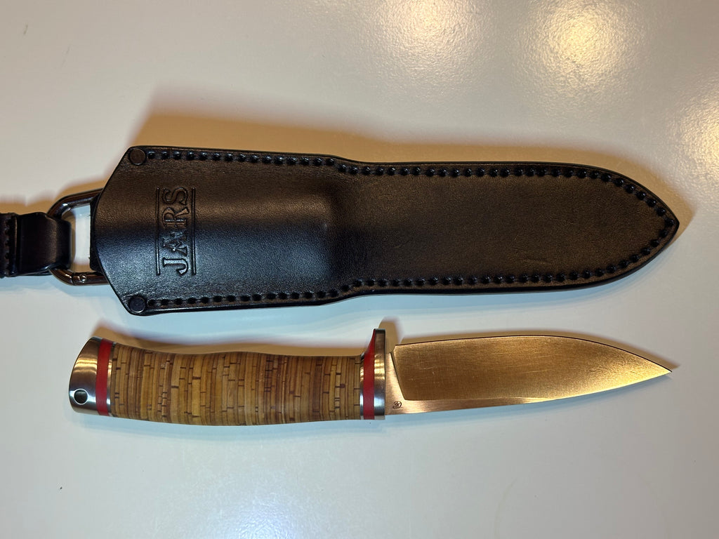 Luchs JARS Messer Birkenrinde / Titan Griff Jagd Outdoor Messer "Red"