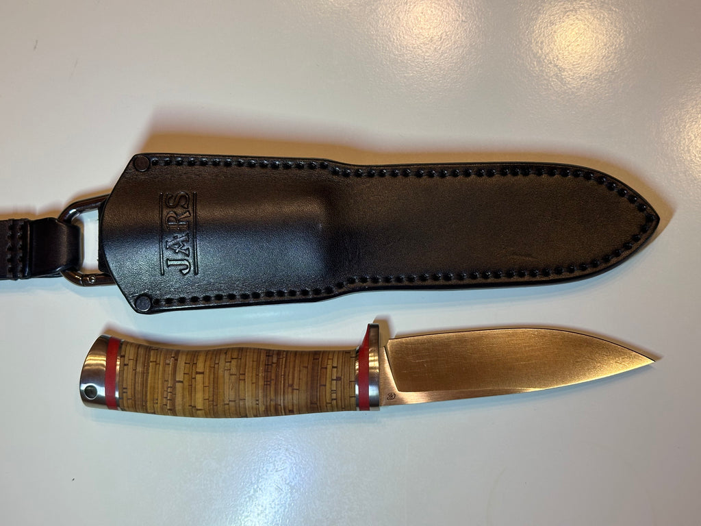 Luchs JARS Messer Birkenrinde / Titan Griff Jagd Outdoor Messer "Red"