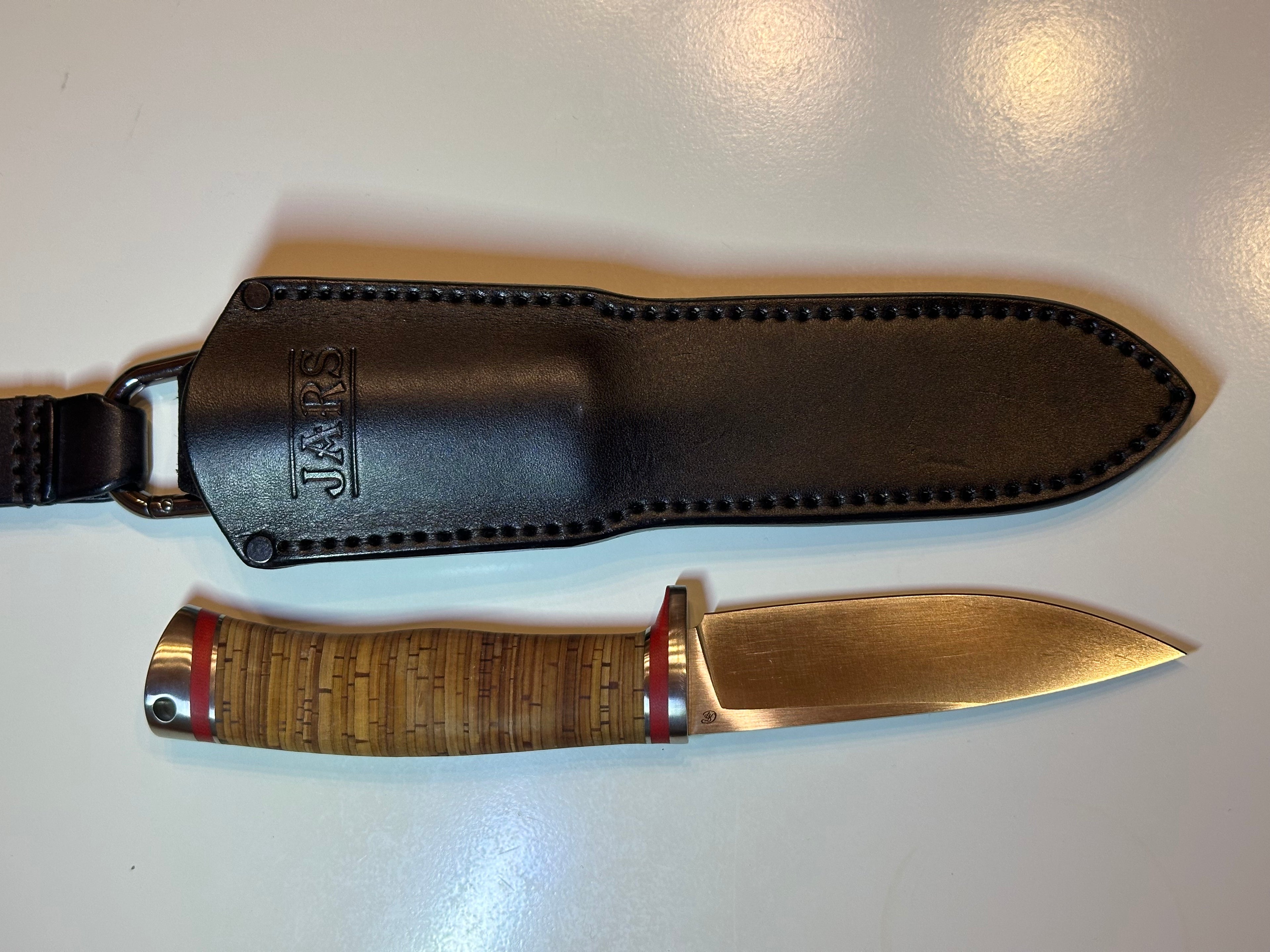 Luchs JARS Messer Birkenrinde / Titan Griff Jagd Outdoor Messer "Red"